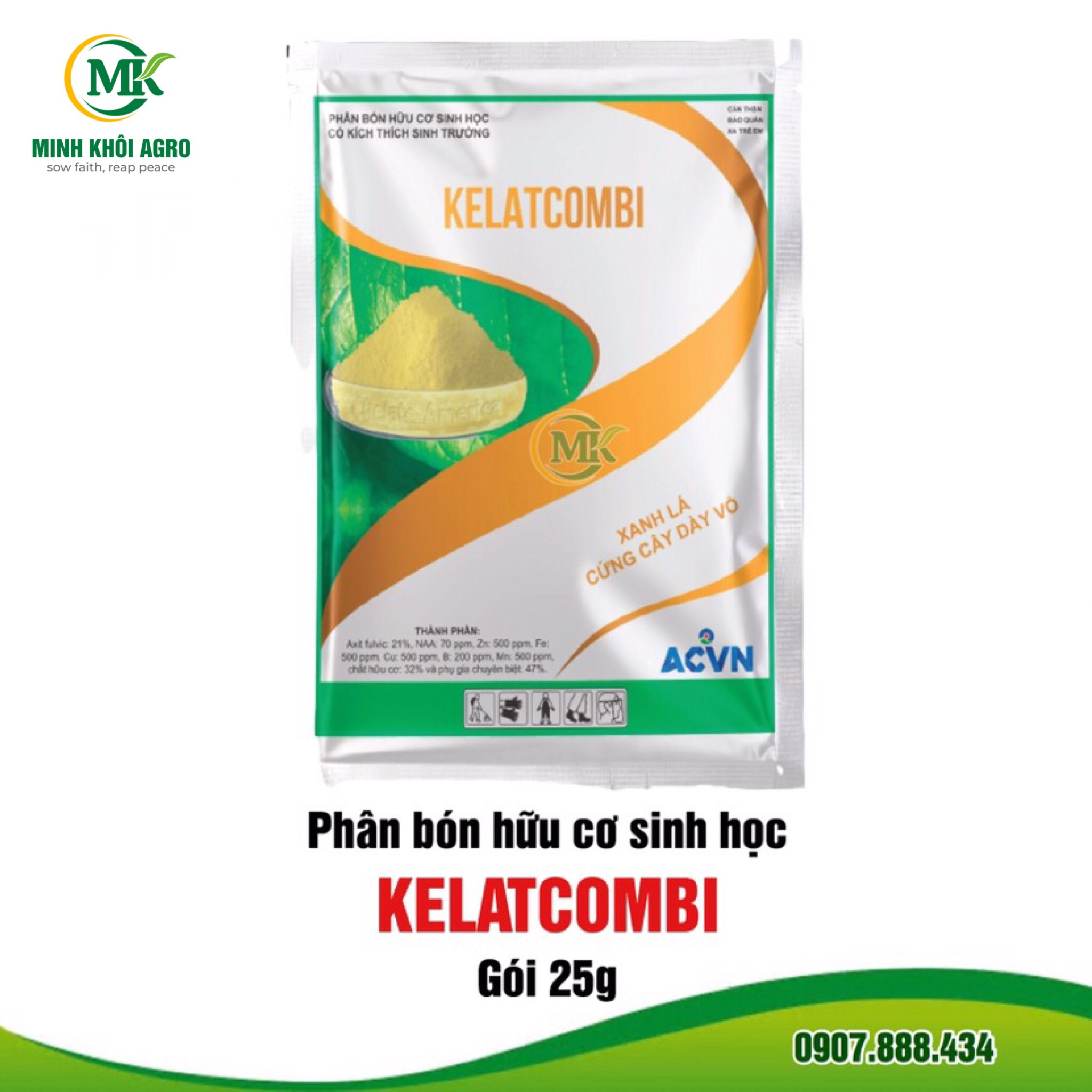 Phân bón hữu cơ sinh học Kelat Combi - Gói 25g